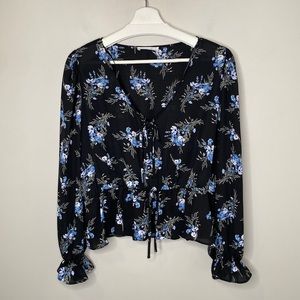 Primark Black and Blue Floral Blouse